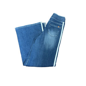 Halara Flex™ High Waisted Stripe Wide Leg Flowy Washed Casual Jeans in Medium